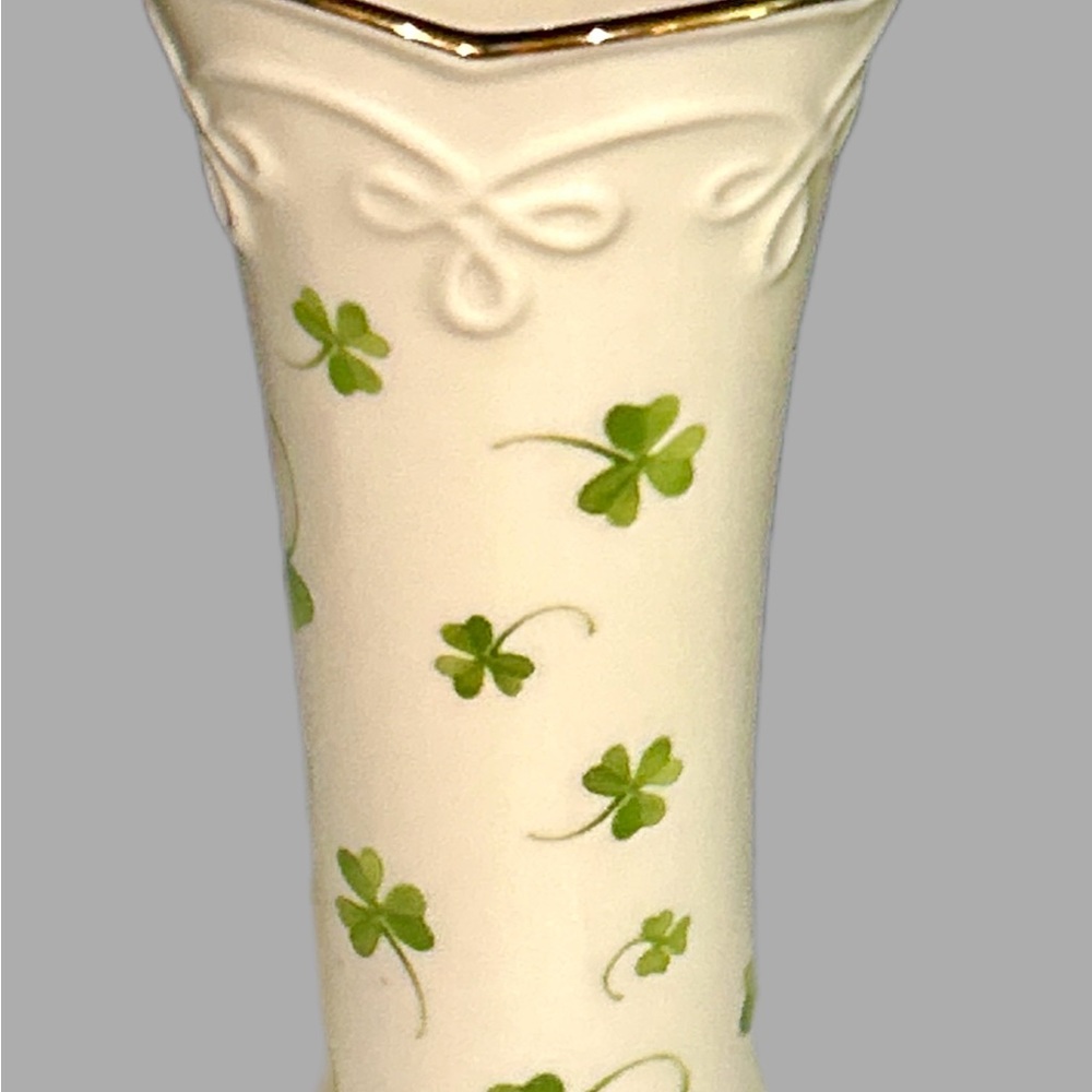 Lenox Cream and Green Vase with Gold Accents